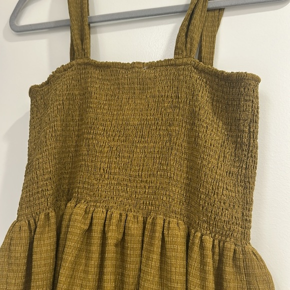 NWT Madewell Texture & Thread Sz M Smocked Sleeveless Dress Spiced‎ Olive Mini - Picture 13 of 14